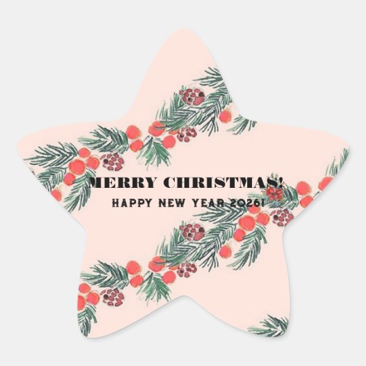 Merry Christmas! Ster Sticker (Voorkant)