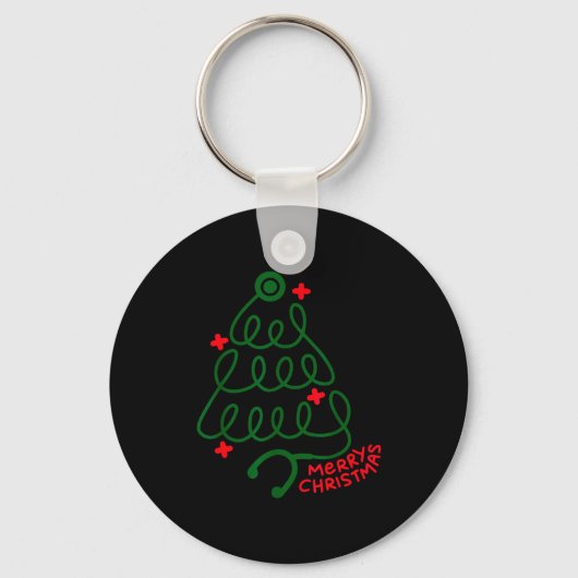 Merry Christmas Stethoscope Nurse Cna Xmas Holiday Sleutelhanger (Voorkant)