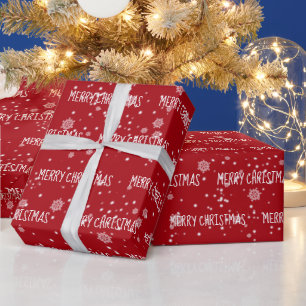 MERRY CHRISTMAS-tekst in sneeuwvlokken Cadeaupapier
