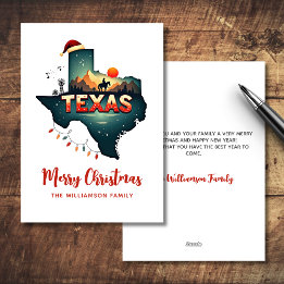 Merry Christmas Texas State Retro gepersonaliseerd Feestdagenkaart