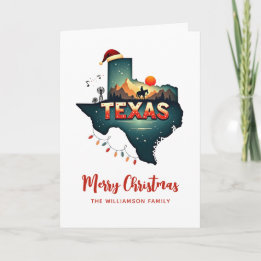 Merry Christmas Texas State Retro gepersonaliseerd Kaart