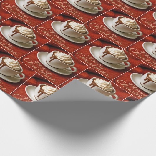 Merry Christmas Text With Hot Chocolate Drink Cadeaupapier (Hoek)