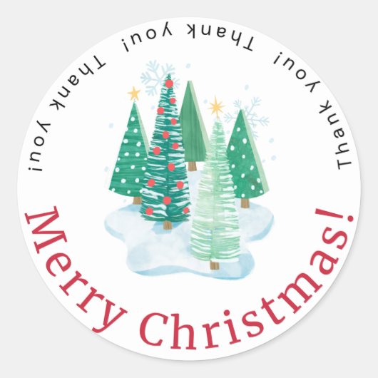Merry Christmas Thank You Sticker (Voorkant)