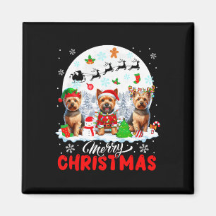 Merry Christmas Three Santa Elf Reindeer Norwich T Magneet