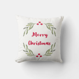 Merry Christmas Throw Pillow – Watercolor Floral Kussen