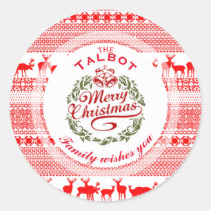 MERRY CHRISTMAS Traditional personalized Round S Ronde Sticker