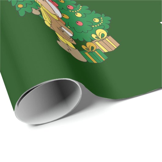 Merry Christmas Tree aangepaste naam gepersonalise Cadeaupapier (Rol Hoek)