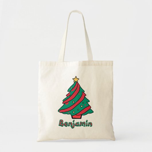 Merry Christmas Tree Boys Naam Tote Bag (Voorkant)