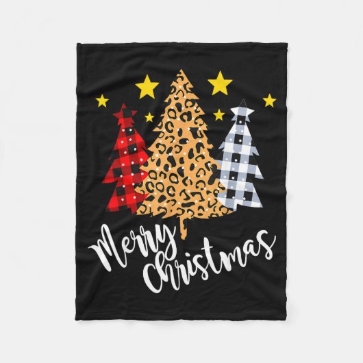 Merry Christmas Tree Buffalo Plaid Red Green Xmas Fleece Deken (Voorkant)