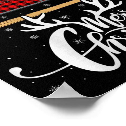 Merry Christmas Tree Buffalo Plaid Truck Family Gr Poster (Hoek)