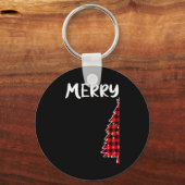Merry Christmas Tree Buffalo Plaid Xmas Couples Ma Sleutelhanger (Voorkant)
