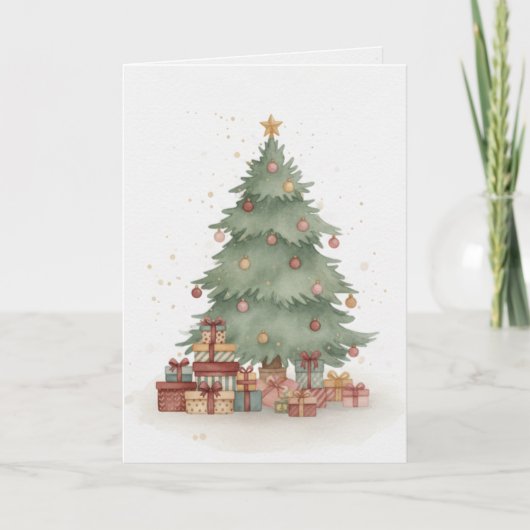 Merry Christmas Tree Card Gifts Under the Tree Kaart (Voorkant)