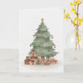 Merry Christmas Tree Card Gifts Under the Tree Kaart (Gele Bloem)