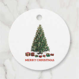 Merry Christmas. Tree (design 1) with gifts Bedankjes Labels