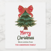 Merry Christmas Tree Holiday Party Wijn Etiket (Enkel label)