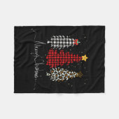 Merry Christmas Tree Leopard Plaid Printed Fleece Deken (Voorkant (Horizontaal))