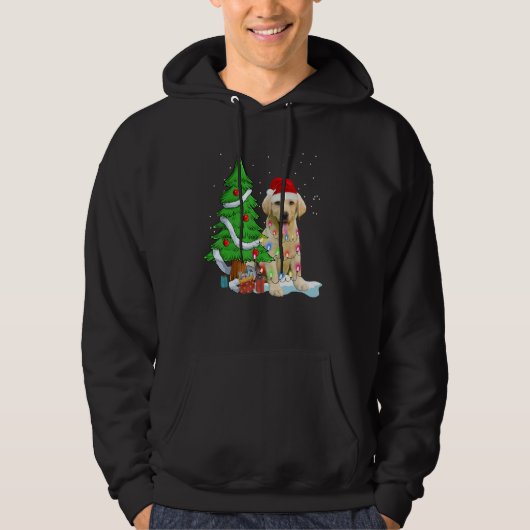 Merry Christmas Tree Light Santa Hat Dog Labrador  Hoodie (Voorkant)