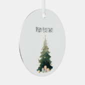 Merry Christmas Tree Metal Circle Ornament (Voorkant Rechts)