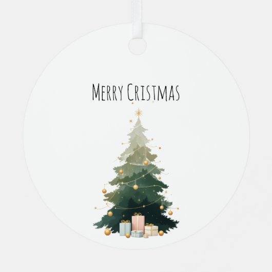 Merry Christmas Tree Metal Circle Ornament (Achterkant)