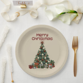 Merry Christmas Tree Paper Plate Papieren Bordje