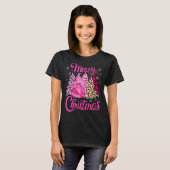 Merry Christmas Tree Pink Xmas Leopard Matching F T-shirt (Voorkant volledig)