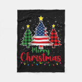 Merry Christmas Tree Plaid Us Flag Snowflake Xmas  Fleece Deken (Voorkant)