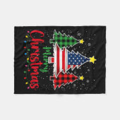 Merry Christmas Tree Plaid Us Flag Snowflake Xmas  Fleece Deken (Voorkant (Horizontaal))