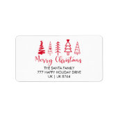 Merry Christmas Tree Red Typography Retouradres Etiket (Voorkant)