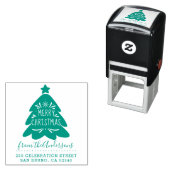Merry Christmas Tree Script Naam Retouradres Zelfinktende Stempel (In situ)