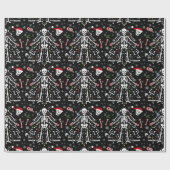 Merry Christmas Tree Skeleton Pattern Cadeaupapier (Vlak)