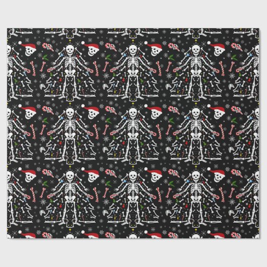 Merry Christmas Tree Skeleton Pattern Cadeaupapier (Vlak)