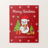 Merry Christmas  Tree Snowman Gepersonaliseerd Legpuzzel (Verticaal)
