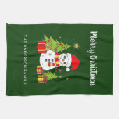 Merry Christmas Tree Snowman Gepersonaliseerd Theedoek (Horizontaal)