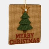 Merry Christmas tree with a knitted feel Keramisch Ornament (Rechts)