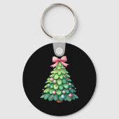 Merry Christmas Tree With Coquette Bow Xmas Holida Sleutelhanger (Voorkant)