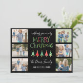 Merry Christmas Trees Collage Feestdagenkaart (Staand voorkant)