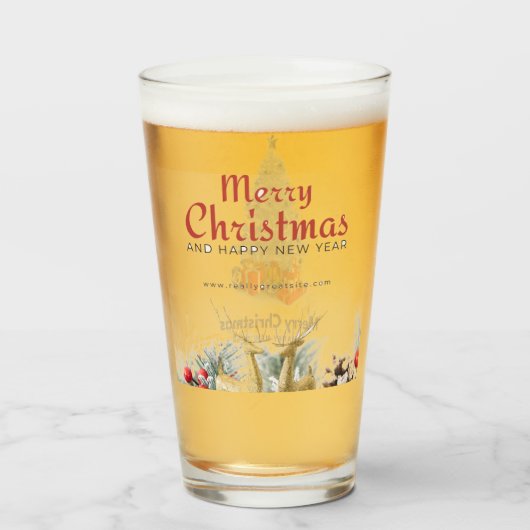 Merry Christmas Tree's Gift's Deer's Glass Cup Glas (Voorkant gevuld)