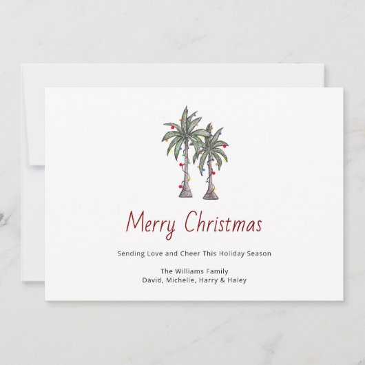 Merry Christmas Tropical Palm Trees Beach Feestdagenkaart (Voorkant)