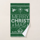 Merry CHRISTmas Trui Christelijk Jesus Green Bad Handdoek (Handdoek)