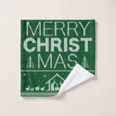 Merry CHRISTmas Trui Christelijk Jesus Green Bad Handdoek (Wasdoekje)