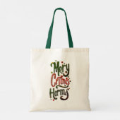 Merry Christmas Typography Canvas Tote Bag  (Achterkant)
