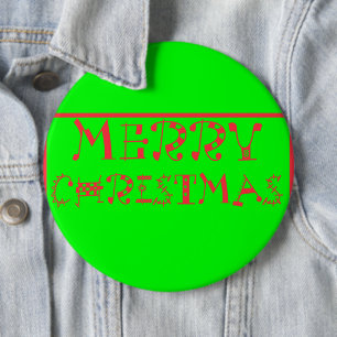 Merry Christmas Typography Design: een feestelijke Ronde Button 6,0 Cm