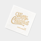 Merry Christmas Typography Foil Stamped Napkins (Gauche)
