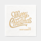 Merry Christmas Typography Foil Stamped Napkins (Recto)