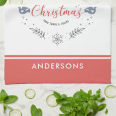 Merry Christmas Typography Ornament Theedoek (Gevouwen)