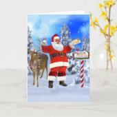 MERRY CHRISTMAS VAN SANTA KAART (Gele Bloem)