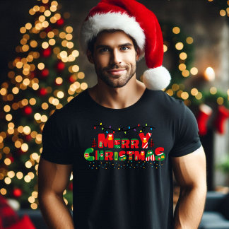 Merry Christmas: Verlichte vreugde in typografie T-shirt