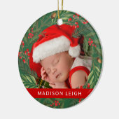 MERRY CHRISTMAS voegt uw foto-keramische versierin Keramisch Ornament (Links)