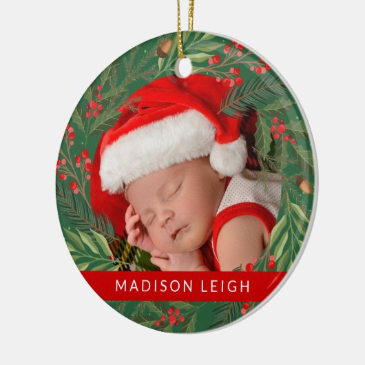 MERRY CHRISTMAS voegt uw foto-keramische versierin Keramisch Ornament (Links)