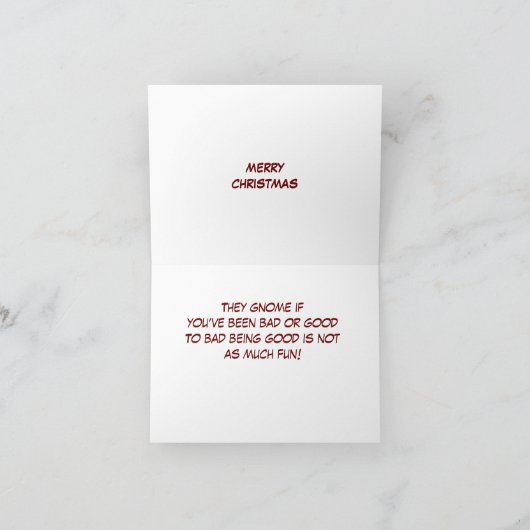 **MERRY CHRISTMAS VOISIN** CARTE D'HUMOUR GNOME (Intérieur)